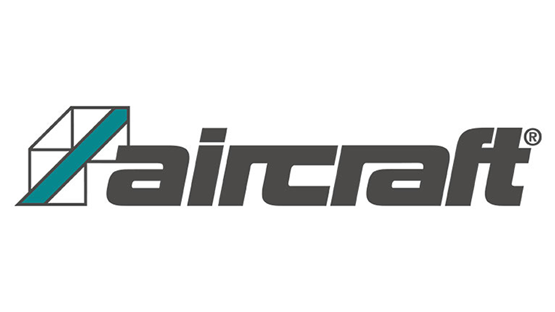 Logo von Aircraft mit stilisierten Formen und klarer Schrift.