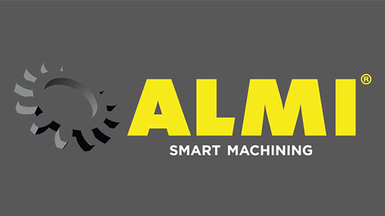 Logo von ALMI in Gelb und Grau mit der Schrift "SMART MACHINING".