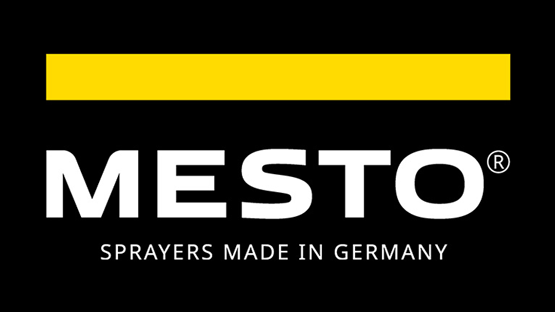 Logo von Mesto mit gelbem Balken und Text auf schwarzem Hintergrund.