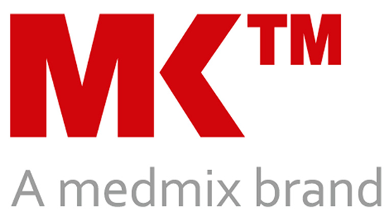 MK-Logo in Rot mit "A medmix brand" in Grau darunter.