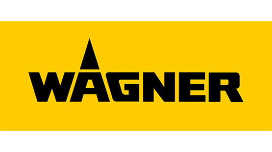 Schwarz-weißes Wagner-Logo auf gelbem Hintergrund.