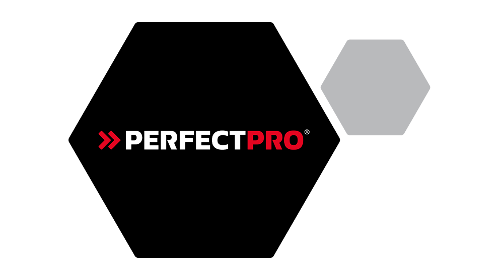 Un logo PerfectPro negro con letras rojas sobre un fondo claro.