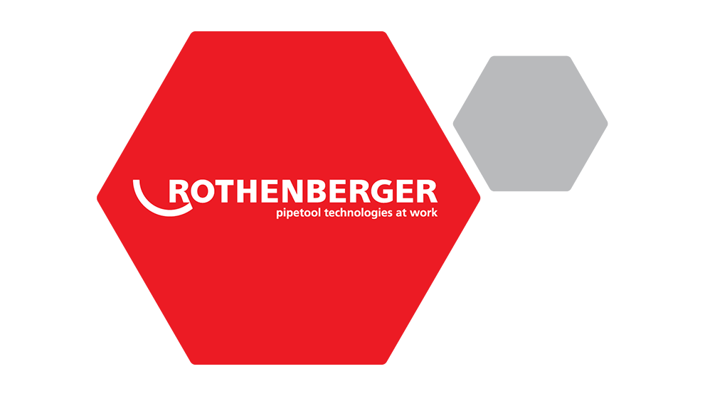 Logo de Rothenberger en rojo con ícono de herramienta gris y texto.