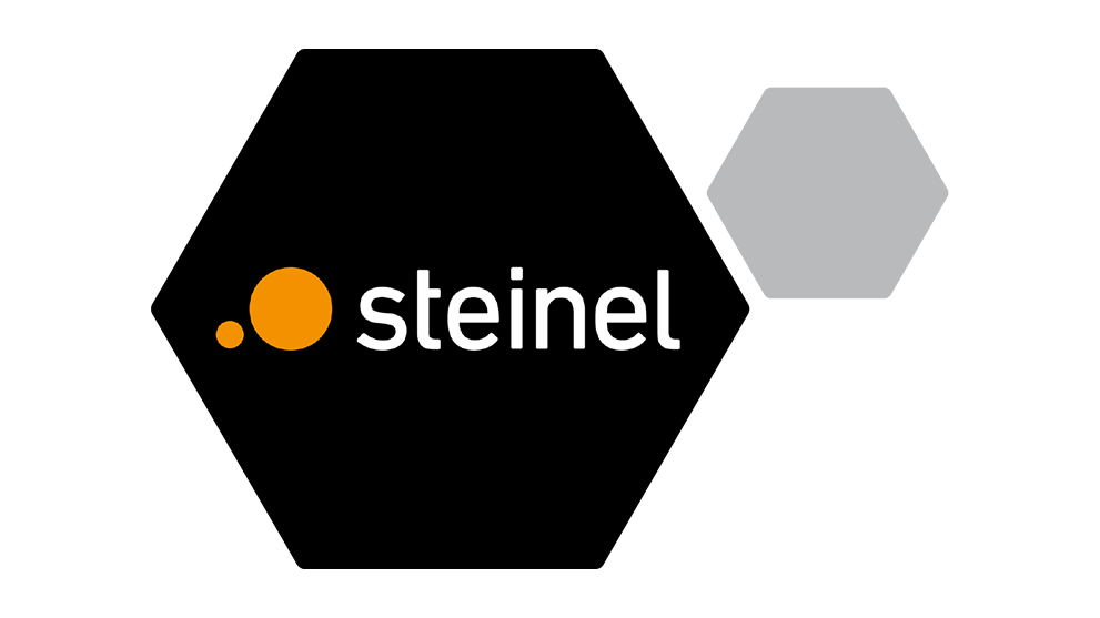 Logo de Steinel, punto naranja y texto negro sobre fondo blanco.