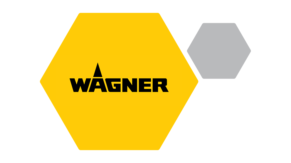 Logo amarillo de Wagner con texto negro sobre fondo gris.